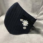 ハンドメイド　ふわっと柔らか　ネイビーニットマスク