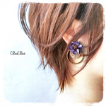 pierce/earring♡フラワーピアス イヤリング 花 パープル 紫 ホワイト 白 Flower