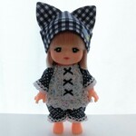 メルちゃんサイズ　パジャマ3点セット　紺水玉　小花柄　服　ソランちゃん　レミンちゃん
