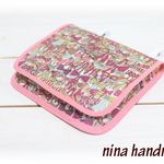LIBERTYラミネート素材のマチ付移動ポケット　Jenny'sRibbonsピンク