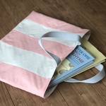 しましま柄のレッスンバッグ(ピンク×ホワイト)