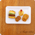 照り焼きチキンバーガー&サイドメニュー3種の全4つセットピアス