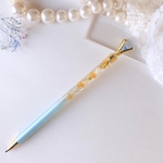 ミモザ×スターチスデザイン❁ ダイヤ付き𑁍ハーバリウムシャーペン (レジン)-水色-