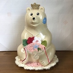 ゴールドの冠　北欧しろくま貯金箱　お雛様３点セット