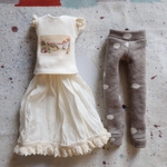 2082＊湖と少女プリントTシャツ＆レギンス＆ペチコート　３点セット　＊ blythe outfit＊ブライス ＊