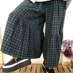 【定番】ギャザーたっぷりガウチョ☆ブラックウォッチ
