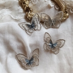 ブラウン刺繍蝶々重ねワッペン2個♡