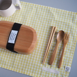  【イエロー　ギンガムチェック　ランチョンマット】　縦30cm×横40cm　入園入学準備、小学校、給食,北欧、ネーム
