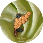 ビーズ刺繍ブローチ　〜Coup de Coeur〜 ミモザ