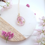水珠の花々＆ジルコニア　キュービックジルコニア【ネックレス】桜色