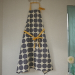 【mitu0803様専用】（再販）ロングエプロン　ネイビー北欧風サークルフラワー