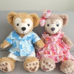 ぬいぐるみ服🐻アロハシャツ＆ムームードレスセット*メリア柄・青×ピンク（Ｓサイズ用ハワイアンコスチューム）