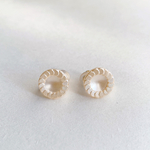 vintage German circle pearl button earrings (s.steel)