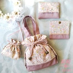 ＊62＊リバティ ハンドメイド 巾着バッグとポーチの小出掛け・お散歩セット