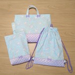 《サイズ・形変更可》ご入園・ご入学３点セット / しゃぼん玉とユニコーン♡ブルー×パープル