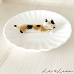 とことこ猫ちゃんのヘアクリップ＊三毛猫«首輪付き»