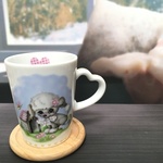 トイプードル　ロバ　ハートの持ち手マグカップ
