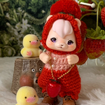   poiちゃん用ニット＊いちごちゃんぽんぽん帽子&ロンパース