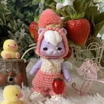  poiちゃん用ニット＊白いちごちゃんぽんぽん帽子&ロンパース