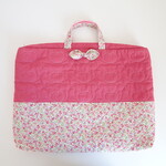 9様専用　ファスナー付き リボンも可愛い♡くまステッチPink×花柄のレッスンバッグ