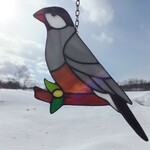 ステンドグラス　文鳥　サンキャッチャー　【鳥　小鳥　インコ】