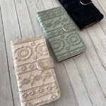 手帳型アンティーク刺繍レース iPhoneケース