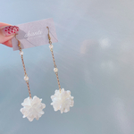 ロングボンボンパールピアス、イヤリング