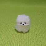 ポメラニアン たぬき顔　ホワイト パピー 羊毛フェルト
