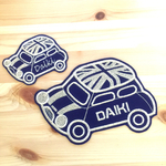 【特大】24色ネーム入り刺繍ワッペン*車とイギリス国旗*