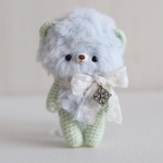 約11cm モフモフふわふわ あみぐるみ ミントカラーのクマさん
