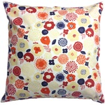 花飾り柄 北欧風 クッションカバー 45cm×45cm 〈オレンジ〉