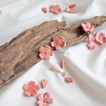 新作【信楽焼】サクラ～春爛漫～　陶器　ピアス（イヤリング）　伝統工芸　深翠シリーズ