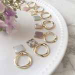 シンプル♡くすみカラー×シェルのデザインリングピアス/イヤリング