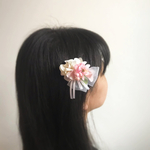 痛くないベルベットリボン巻きのベビーヘアクリップ  ガーリーピンク