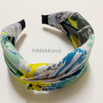 ✳︎しあわせカチューシャ™️ アシメ✳︎パステル柄ブルー✳︎痛くならないカチューシャ✳︎幅広カチューシャ✳︎HANAkana✳︎商標登録出願中