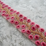 【1m】カラーチュール刺繍リボン   【ピンク】