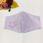 新作2021 春⭐︎春カラーシルクマスク⭐︎パープル　ワンポイント刺繍サイドレース