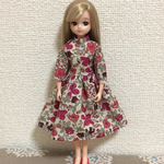 リカちゃん  花柄リバティの長袖ワンピース