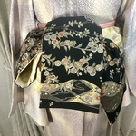 正絹　技あり総刺繍と総絞りのオリジナルリバーシブル半幅帯