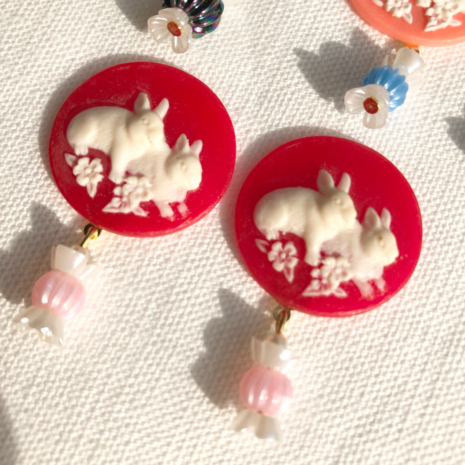 ❤️再販⑦❤️ カメオうさぎ のピアス イヤリング 昭和レトロ レトロ 