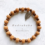 貴重 ホワイトルドラクシャ×ウッドビーズ ［菩提樹の実］-Rudraksha- サイズ変更可能