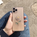 New☆小さなクリアひまわり　ひまわり　向日葵　お花　iPhoneケース　スマホケース　お花ケース　クリア　透明　クリアケース　クリアフラワー　　クリアケース　フラワーケース　iPhone全機種対応　