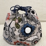 鳥さん柄のコロンとしたきんちゃく袋