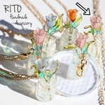 3段階♡色が変わる♡一輪挿しのチューリップ　ネックレス　ピンク系1(ディップアート)