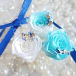ブルーマーブルローズ❁3輪　金粉付き　花材 ハーバリウム プリザーブドフラワー