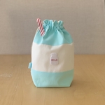 送料込　牛乳パック巾着ポーチSサイズ＊コップ入れ　水色