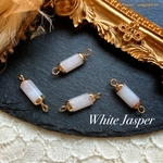 【2pcs】Mホワイトジャスパー金メッキコネクター