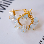 【再販】3月誕生石　春色アクアマリンデザインピアス/イヤリング・樹脂フープピアス