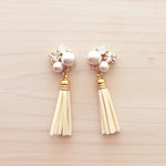 【再販2】コットンパール＊ホワイトタッセルピアス