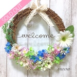 *･ﾟ花かごのようなwelcomeリース